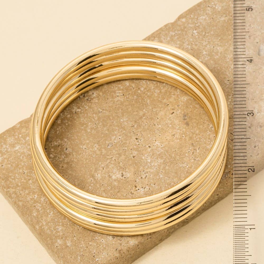 5Pc Metallic Bangle Bracelet Set - House Of Jedidiah