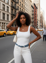 Women's Sleeveless Strappy Tank Square Neck