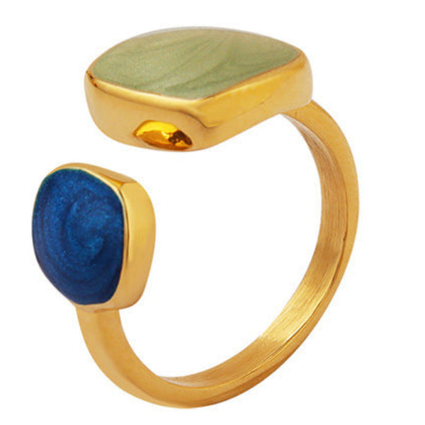 Olivia Ring – Enamel Drip Adjustable Gold Plated Ring