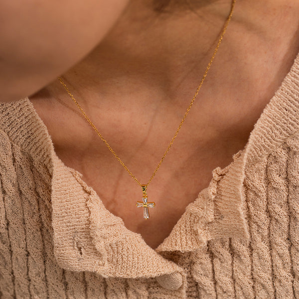 Lucia Crystal Cross Necklace