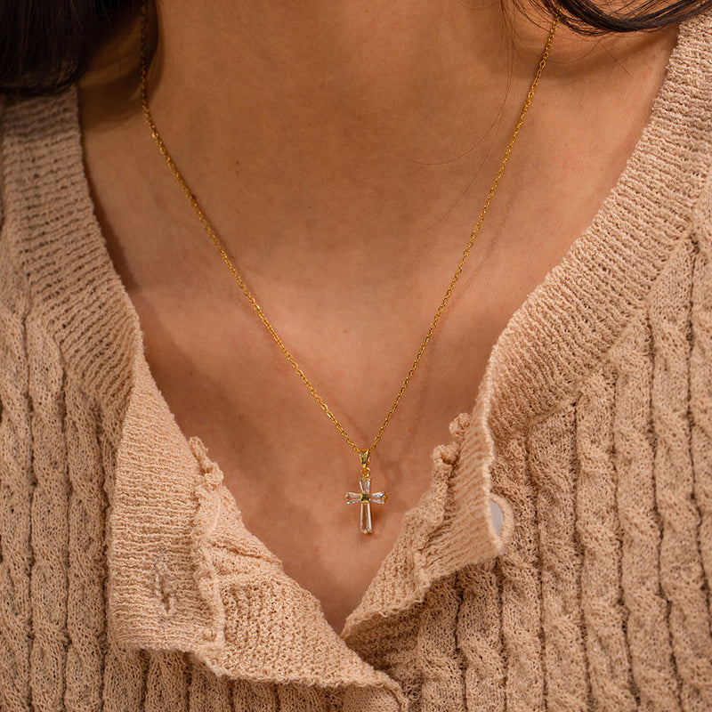 Lucia Crystal Cross Necklace - House Of Jedidiah
