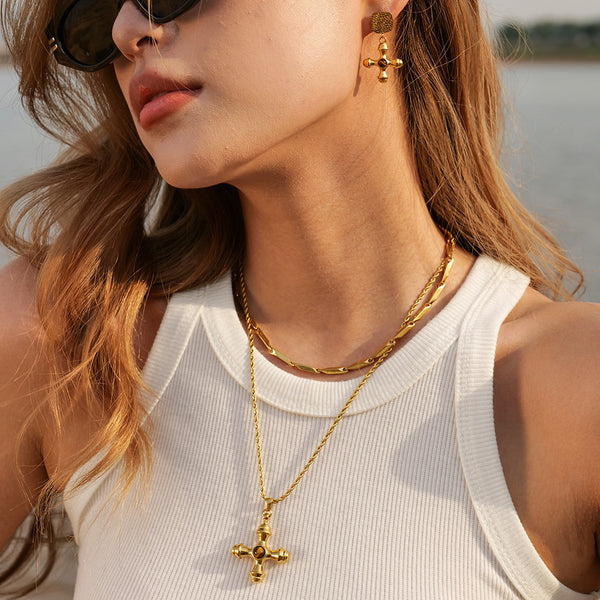 Saved by Grace Tiger Eye Cross Necklace