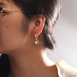 Santorini Shell Pearl Hoop Earrings