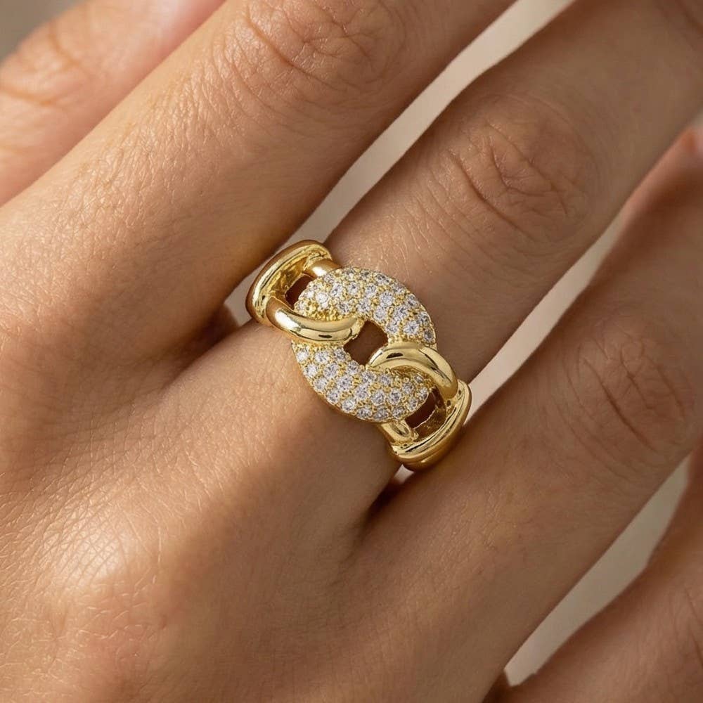 Pave Chain Link Adjustable Ring - House Of Jedidiah