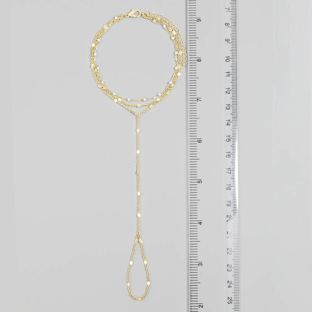 Layered Pearl Station Hand Chain Bracelet - House Of Jedidiah