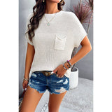 Solid Short Cap Sleeve Ribbed Knit Loose Top - House Of Jedidiah