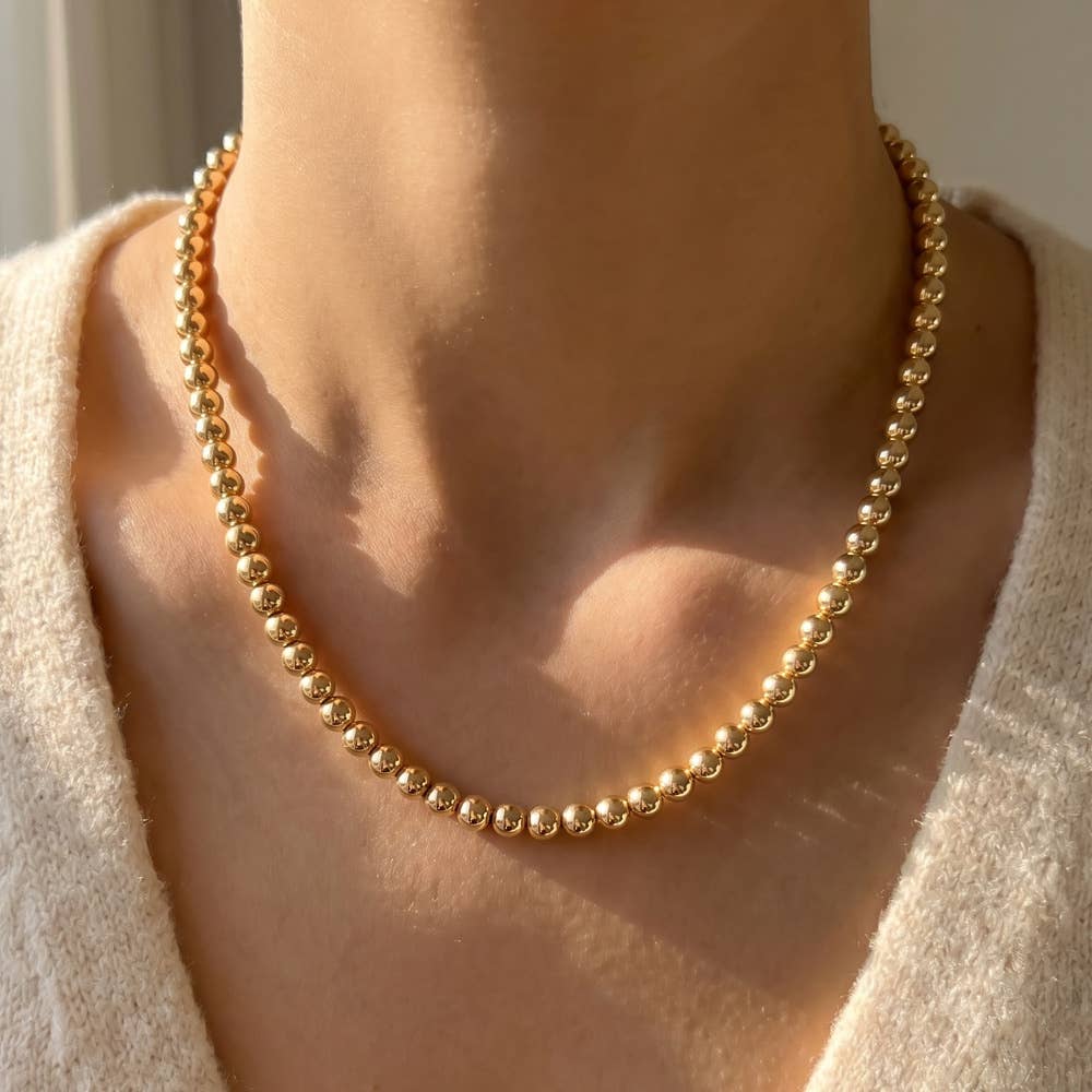 Gold Dipped Pearl Beaded Strand Necklace - House Of Jedidiah