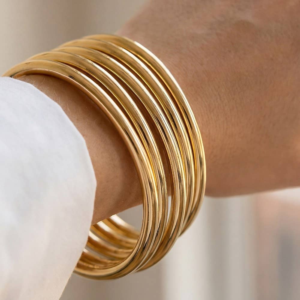 5Pc Metallic Bangle Bracelet Set - House Of Jedidiah