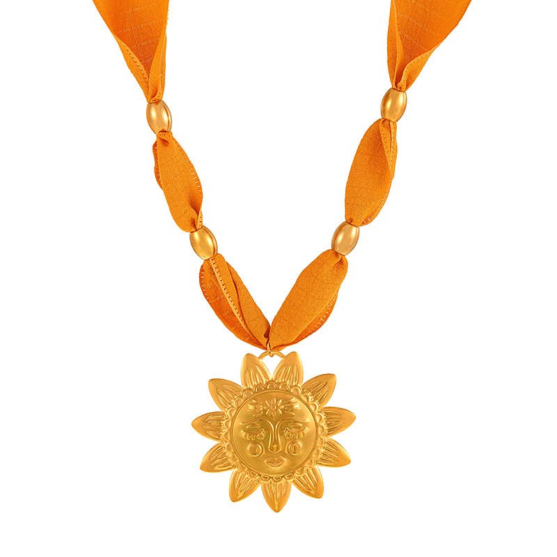 Scarf Statement Necklace | Gold Charm Pendant Style - House Of Jedidiah