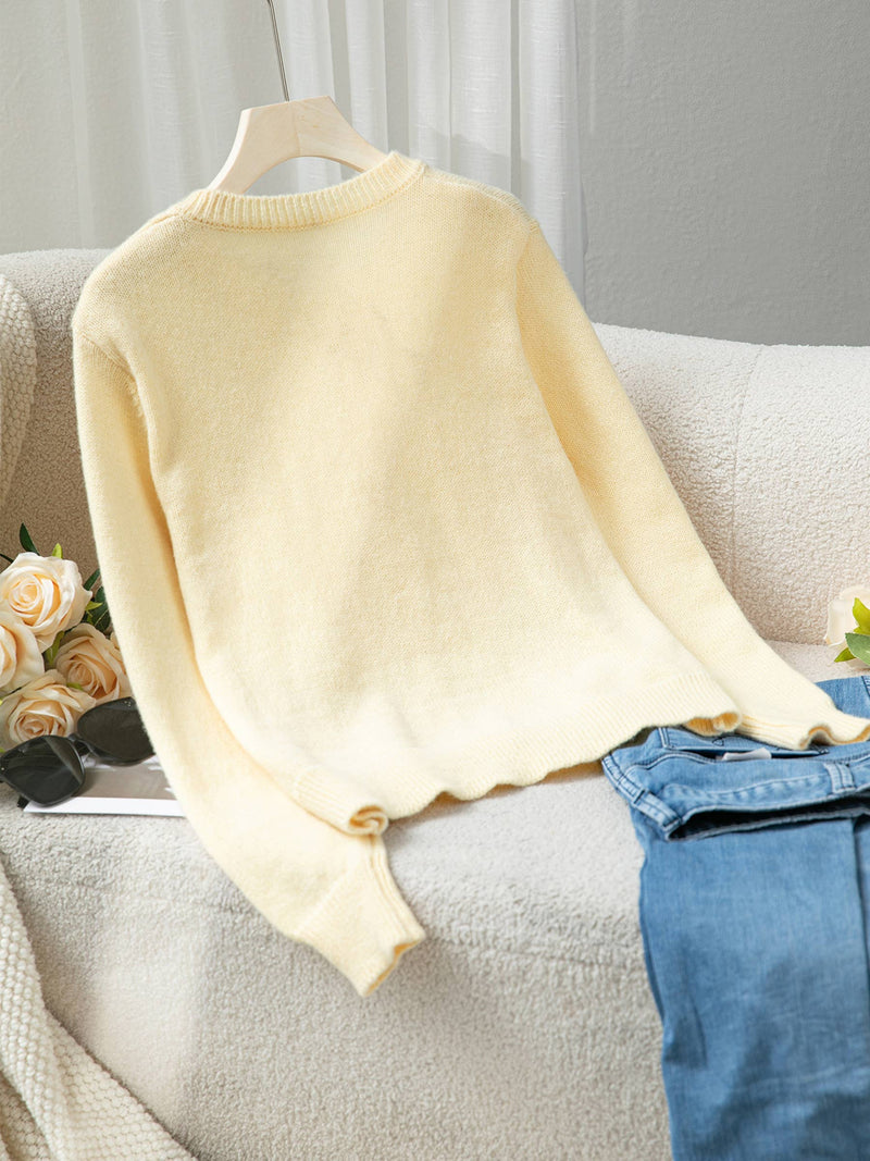Yellow Long Sleeved Knitted Cardigan Sweater - House Of Jedidiah