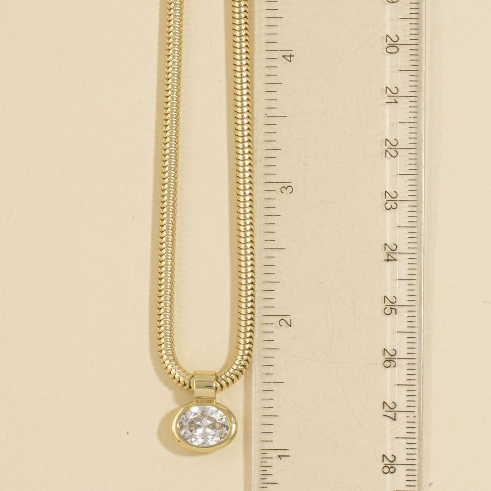 Oval Bezel Cz Snake Chain Necklace - House Of Jedidiah