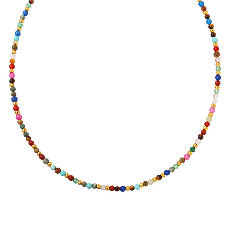Fiore Beads Necklace with multi-colored beads, tarnish-free