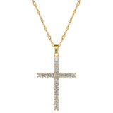 Gloria Cross Necklace – 18k gold plated stainless steel cross pendant with diamond-cut stones