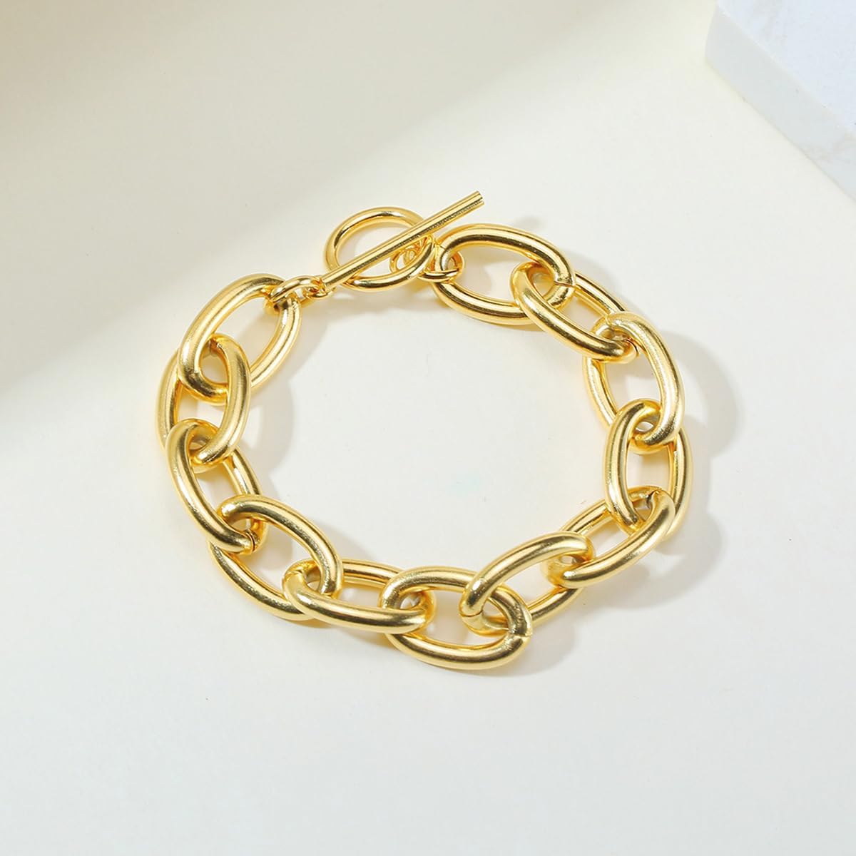 Gold brass chain bracelet, durable and versatile handcrafted jewelry