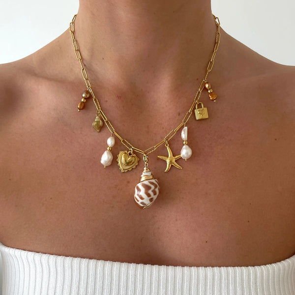 Coastal inspired gold necklace, tarnish-free and hypoallergenic handcrafted jewelry