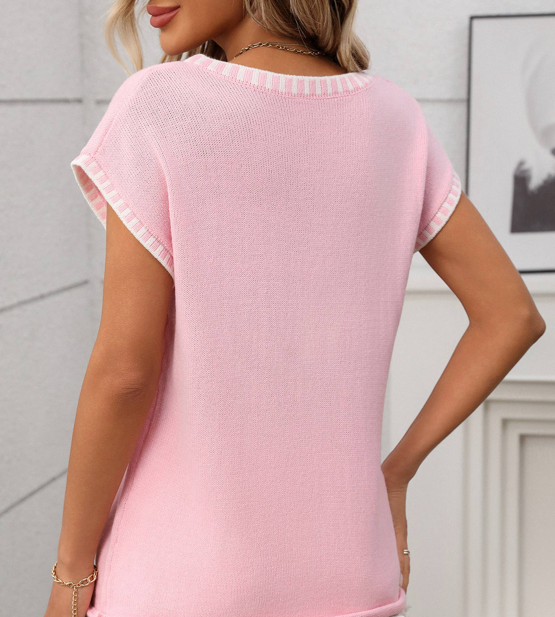 V-neck Short Sleeves Sweater Vest - House Of Jedidiah