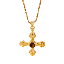 Saved by Grace Tiger Eye Cross Necklace – 18k gold plated stainless steel cross pendant with natural Tiger Eye stones