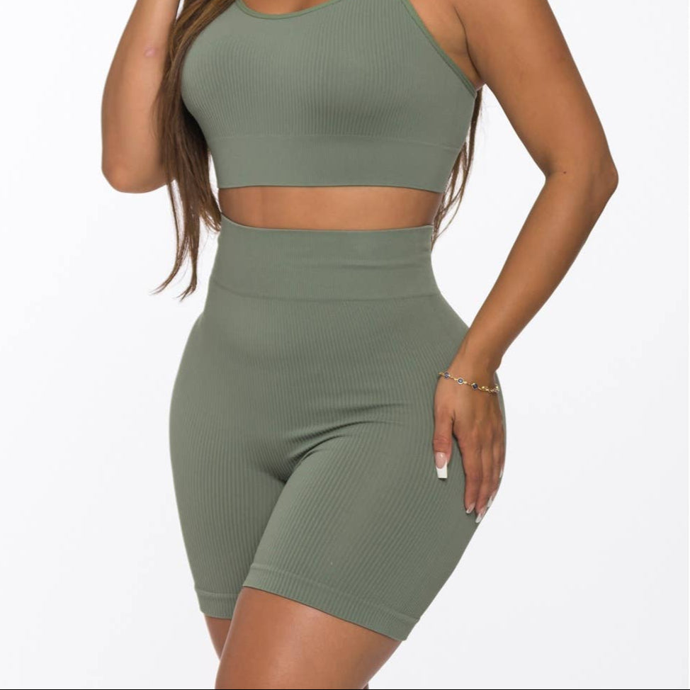 2PCS Thermal Tank Top and High waist Legging Yoga Wear Set - House Of Jedidiah