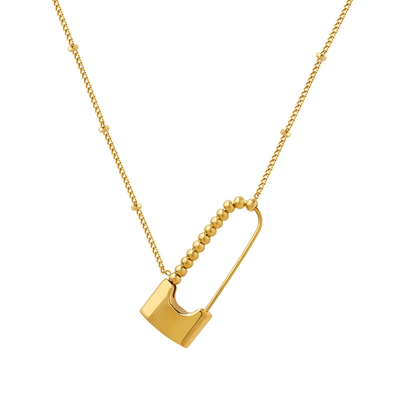 Minimalist Giada necklace with delicate gold chain and modern bobby pin pendant
