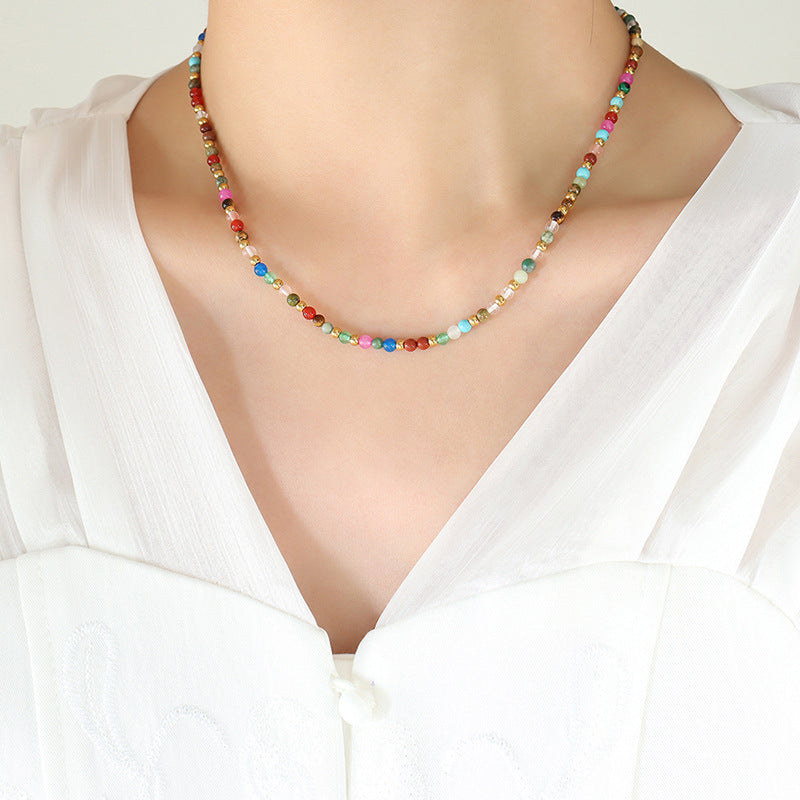 Mediterranean-inspired colorful beaded necklace, hypoallergenic and tarnish-free