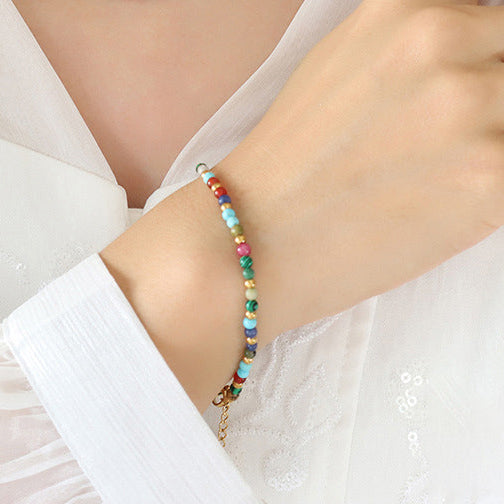 Vibrant Mediterranean-inspired multi-colored beaded bracelet